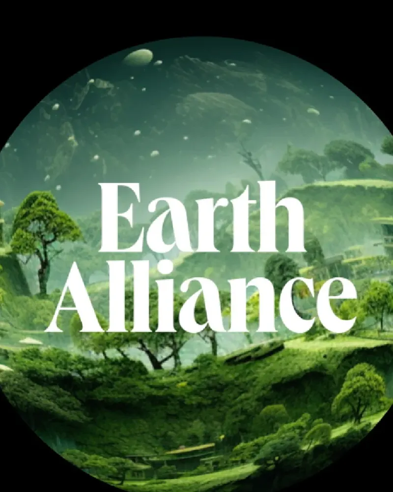 Earth Alliance lettering over a glowing green globe filled with landscapes.